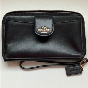 Coach black phone wallet wristlet